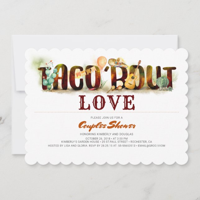 Fiesta Couples Douche Invitation Taco Bout Amour (Devant)