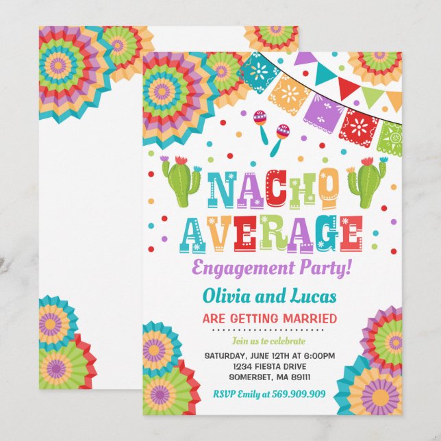 Fiesta Engagement Invitation Nacho Moyenne Party (Devant / Derrière)