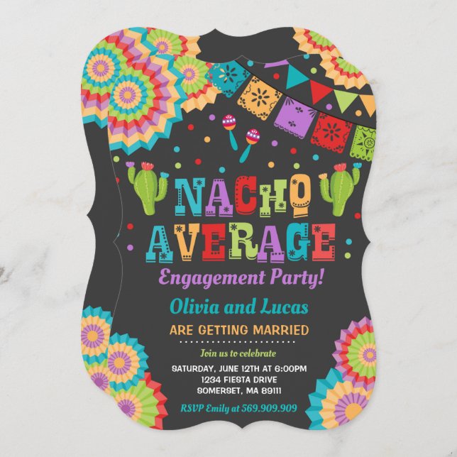 Fiesta Engagement Invitation Nacho Moyenne Party (Devant / Derrière)