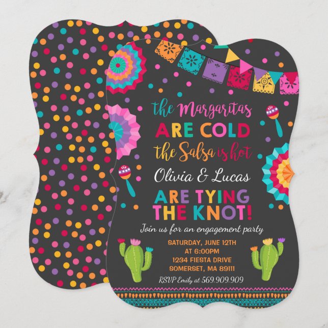 Fiesta Engagement Party Invitation Parti Mexicain (Devant / Derrière)