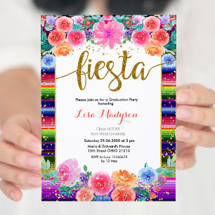 Fiesta Floral Graduation Invitation Party Mexicain