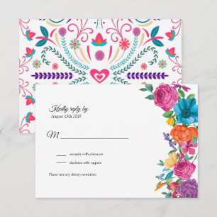 Fiesta Flowers & Broderie mexicaine Carte RSVP