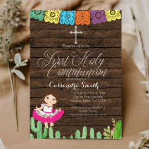 Fiesta Girl First Holy Communion Invitation