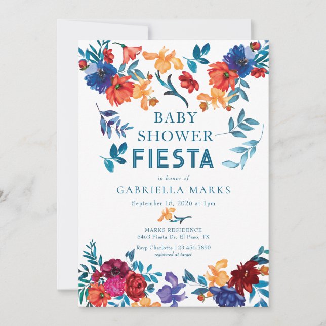 Fiesta | Invitation Baby shower aquarelle (Devant)
