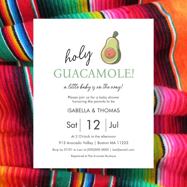 Fiesta | Invitation du Baby shower Saint-Guacamole (Créateur téléchargé)
