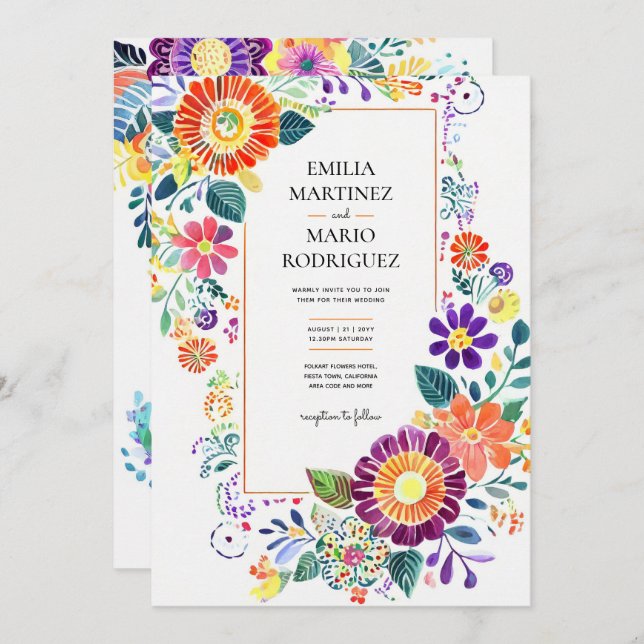 FIESTA MARIAGE - Fleurs Folkart Moderne (Devant / Derrière)