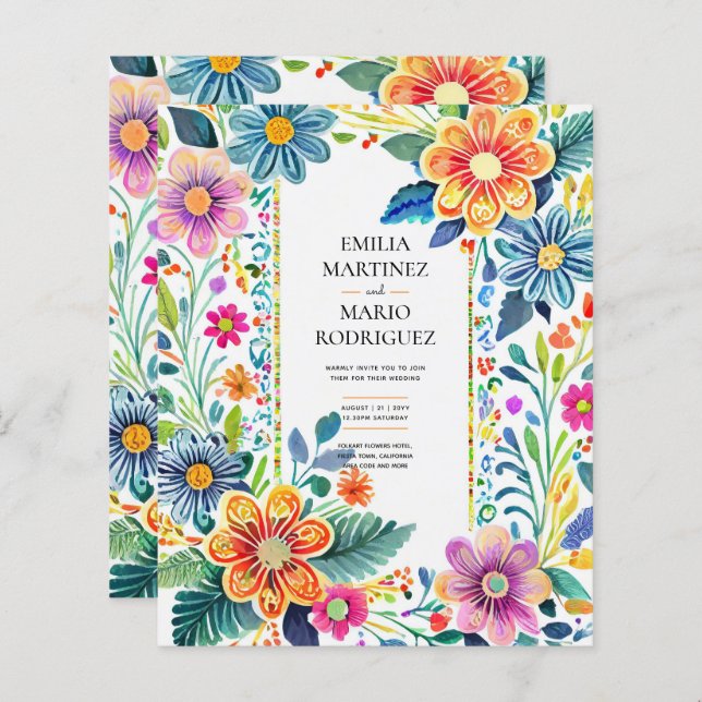 FIESTA MARIAGE - Fleurs Folkart Moderne (Devant / Derrière)