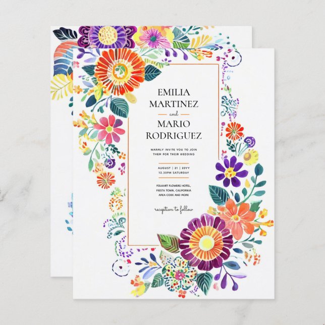 FIESTA MARIAGE - Fleurs Folkart Moderne (Devant / Derrière)