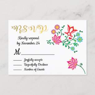 Fiesta Mariage mexicain Floral Gold Foil RSVP