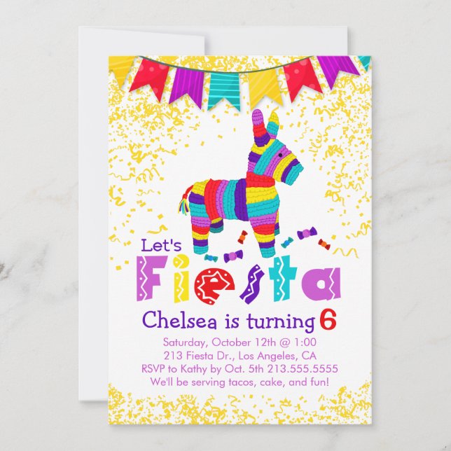 Fiesta Piñata Anniversaire Fête Invitation colorée (Devant)