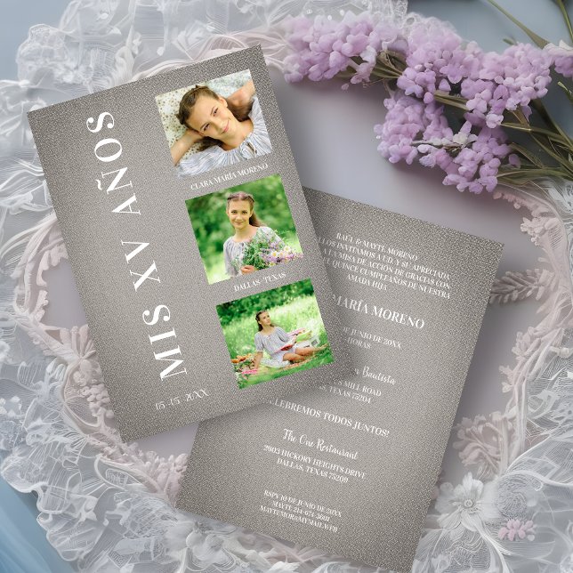 Fiesta Quinceañera Español Textura Textil Gris (Créateur téléchargé)