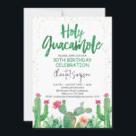 Fiesta Saint Guacamole 30e anniversaire Invitation<br><div class="desc">Fiesta Holy Guacamole 30th Birthday Invitation Fiesta ou cactus saint guacamole invitation d'anniversaire à thème adapté à tout âge. La conception comprend une police d'aquarelle pour le titre, un arrangement de cactus, et des parties scintillant aléatoires en faux or saupoudrent autour des bords. Cette invitation à la fête ou au...</div>