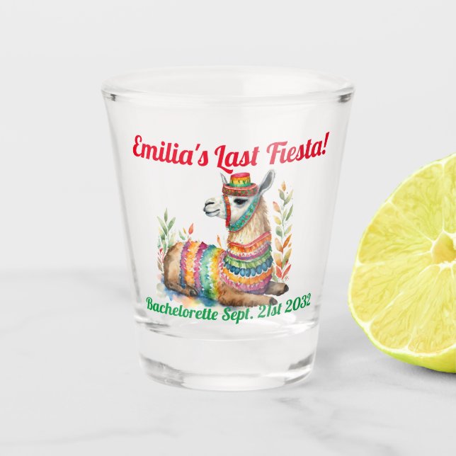 Fiesta Shot Verre Llama Bachelorette personnalisée (Devant)