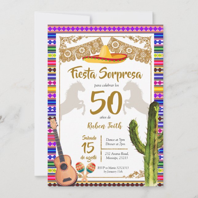 Fiesta Sorpresa Mexicaine Charro Invitation Annive