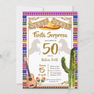 Fiesta Sorpresa Mexicaine Charro Invitation Annive