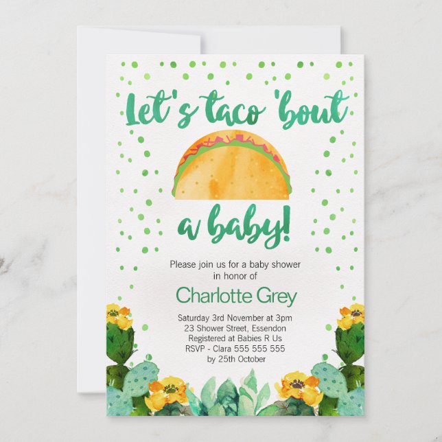 Fiesta Taco 'Bout A Baby Baby shower Invitation (Devant)