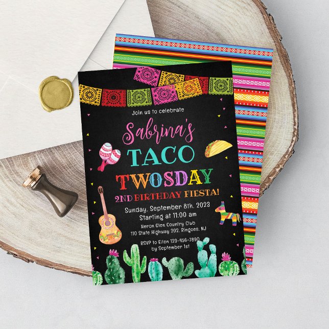 Fiesta Taco Deux Jours 2e Anniversaire Invitation  (Créateur téléchargé)
