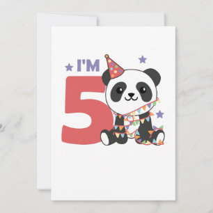 Fifth Birthday Panda For Kids 5 Years Invitation