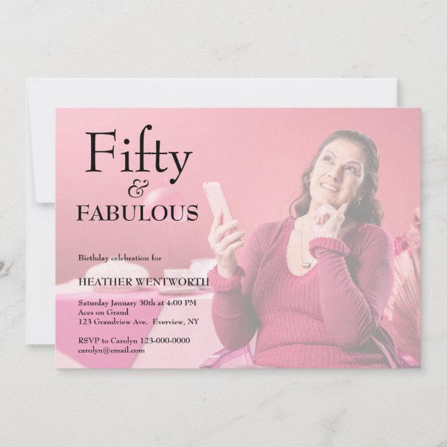 Fifty and Fabulous 50th Birthday Photo Invitation (Devant)