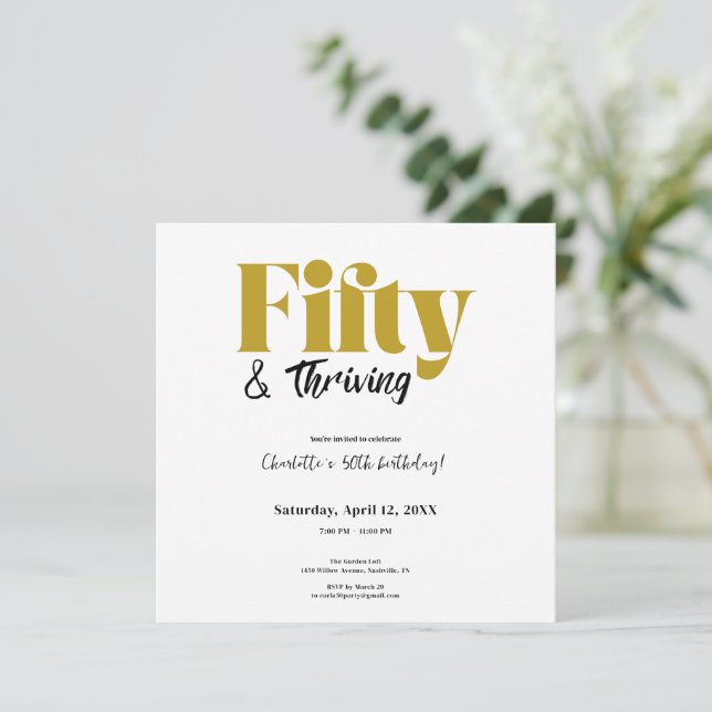 Fifty & Thriving Invitation pour les 50 ans (Debout devant)