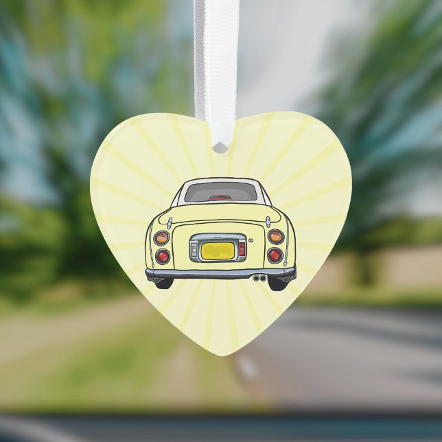 Figarations Jolie Jaune Figaro Voiture Ornement (Fun figgy ornament to hang in your car or on your christmas tree. You can add your name or car reg)