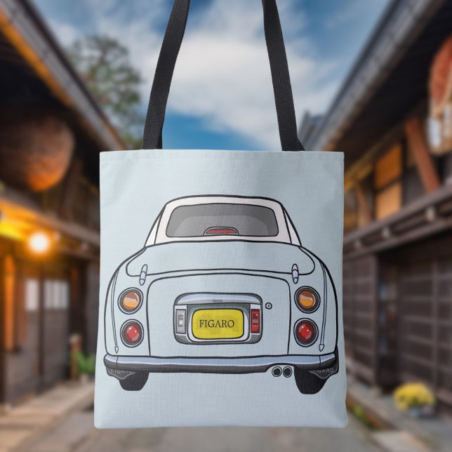 Figarations Jote Pale Aqua Figaro Nom Sac fourre-t (Add your car reg number or figgy car name to this cute pale aqua figaro car tote bag)
