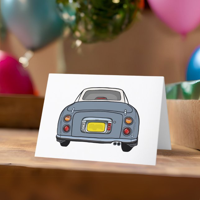 Figarations Lapis Grey Figaro Cartes de Voiture (A cute lapis grey figaro car blank greeting card perfect for any occasion)