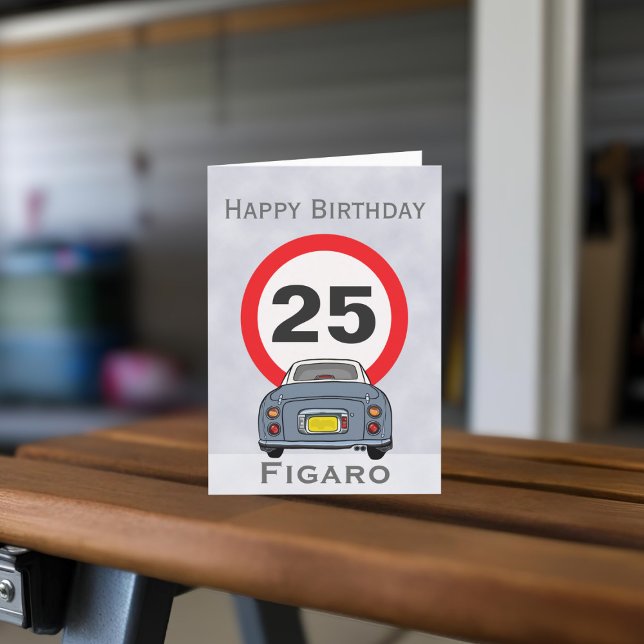 Figarations Lapis Grey Figaro voiture carte d'anni (Happy birthday to your car! (or send it to your figaro loving friends))