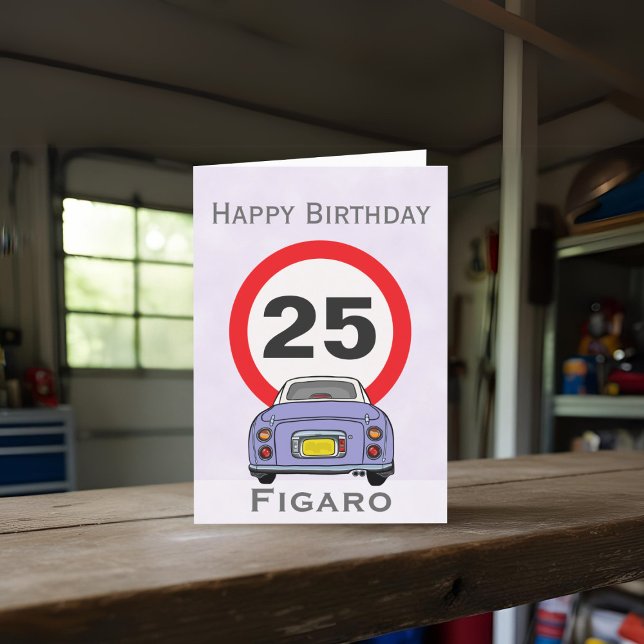 Figarations Lilac Figaro voiture carte d'anniversa (Happy birthday to your car! (or send it to your figaro loving friends))