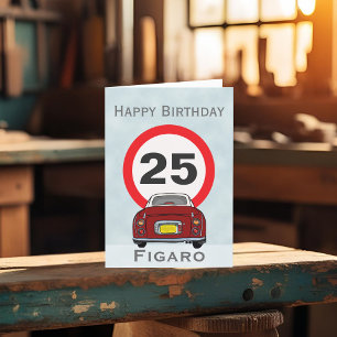 Figarations Rouge Figaro voiture carte d'anniversa