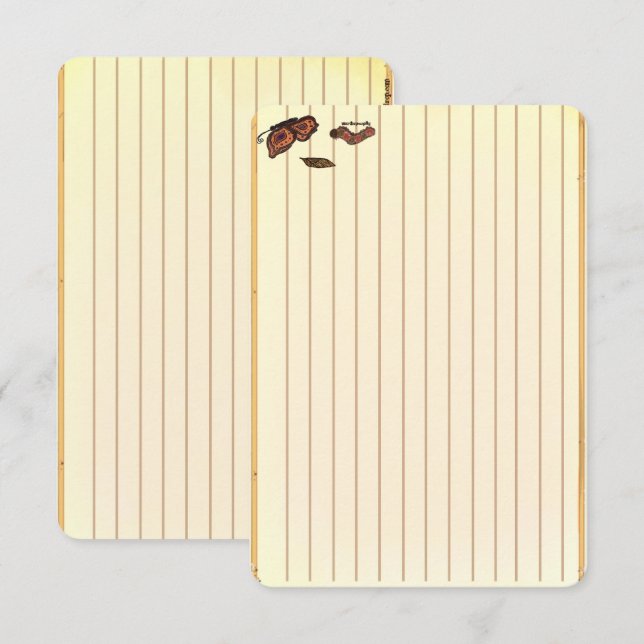 Figdewdrop caterpillar butterfly recipe notecards (Devant / Derrière)