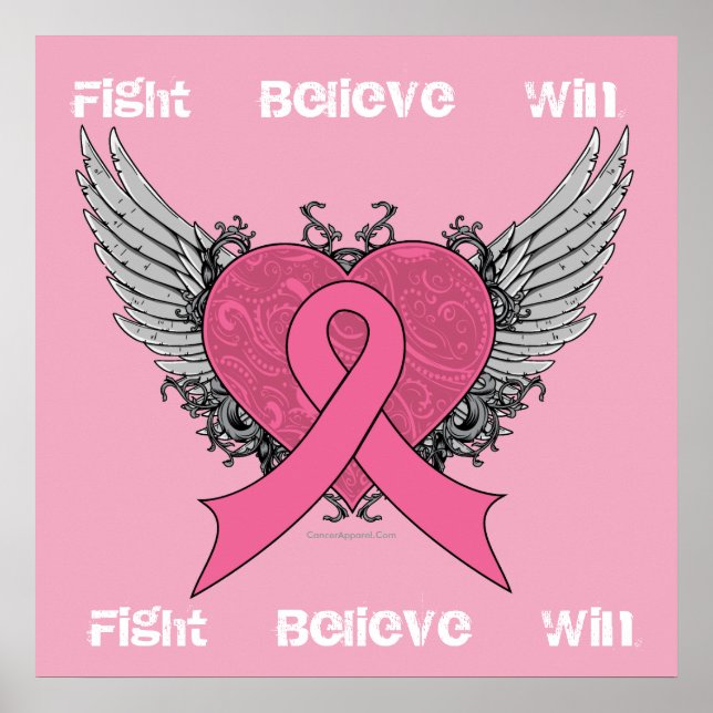 Fight Believe Win - Poster sur le cancer du sein (Devant)