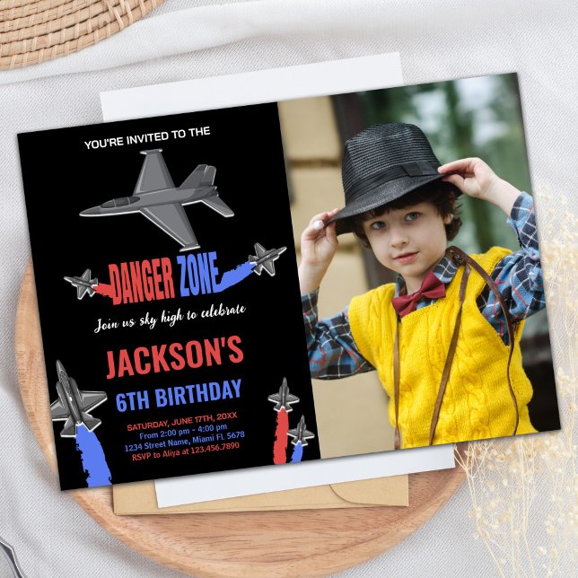 Fighter Jet Invitations Anniversaire Black GreyW P (Fighter Jet Birthday Invitations Black GrayW Photo)