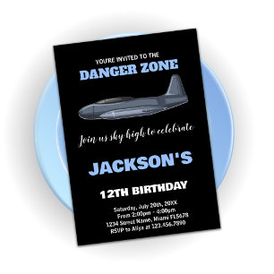 Fighter Jet Invitations Anniversaire gris bleu