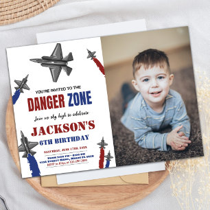 Fighter Jet Invitations Anniversaire Rouge bleu av