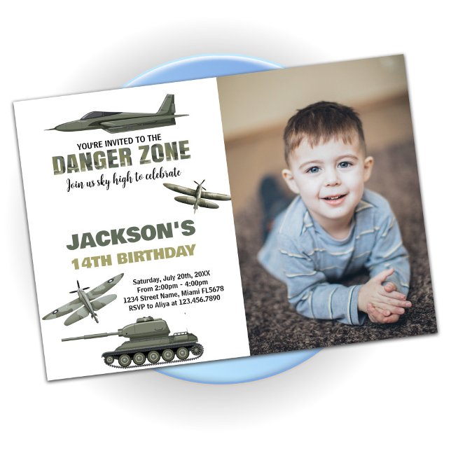 Fighter Jet Invitations d'anniversaire avec photo (Fighter Jet Birthday Invitations with photo)