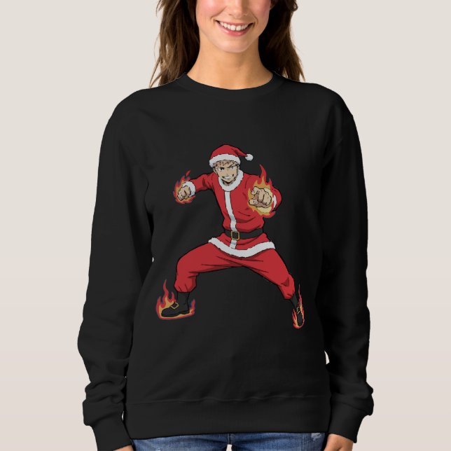Fighting Santa Claus Anime Style Sweatshirt - Chri (Devant)