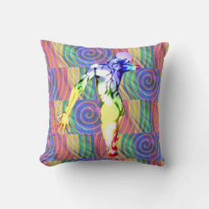 Figure masculine dos coussin coloré jeté
