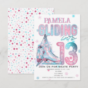 Figure Patinage 13e invitation de fête d'anniversa