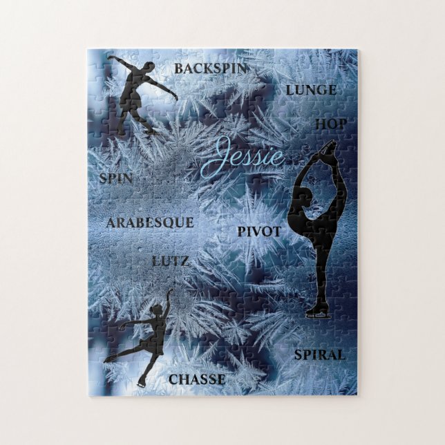 Figure Patinage Frozen Typography Puzzle avec nom (Vertical)