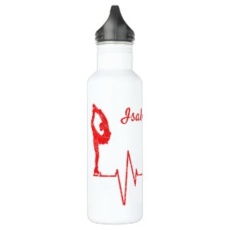 Figure skating water bottle heartbeat red