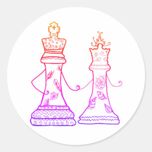 Figures Échecs, Queen & King Love Sticker