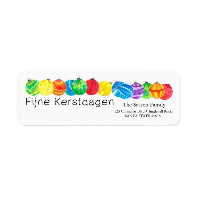 Fijne Kerstdagen étiquette aquarelle peint à la ma (Devant)
