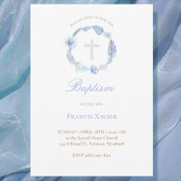 fil bleu aquarelle | Invitation au baptême
