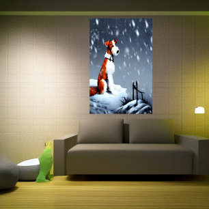Fil Fox Terrier dans la neige AI Art Poster