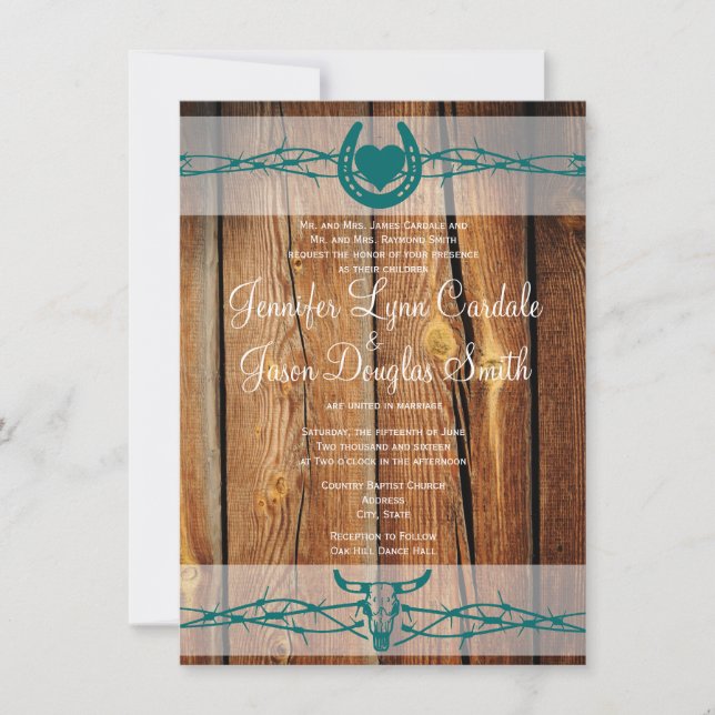 Fil Rustique Barbed Horseshoe Invitations de maria (Devant)