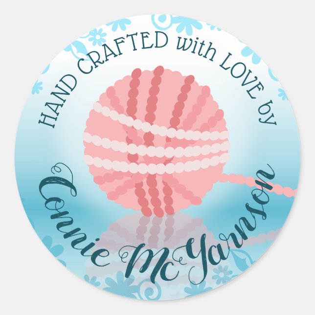 Fil tricot crochet fait main avec autocollant d'am (Devant)