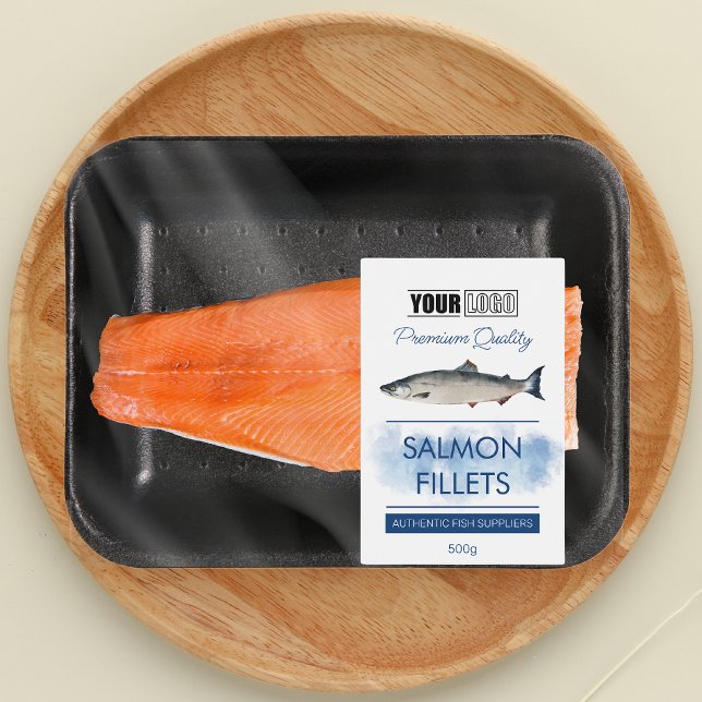 Filets saumons Étiquette de produits de poisson av (Créateur téléchargé)