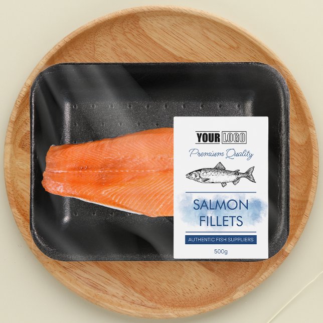 Filets saumons Étiquette de produits de poisson av (Créateur téléchargé)