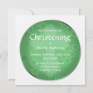 Filiale Florale Jade Green Christening Invitation